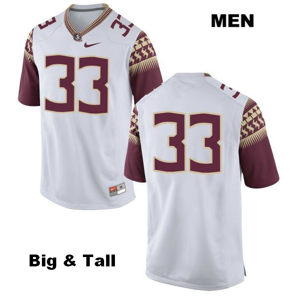 Men's NCAA Nike Florida State Seminoles #33 Kameron House College Big & Tall No Name White Stitched Authentic Football Jersey LAA2769LX